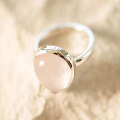 Rose Quartz Teardrop Ring