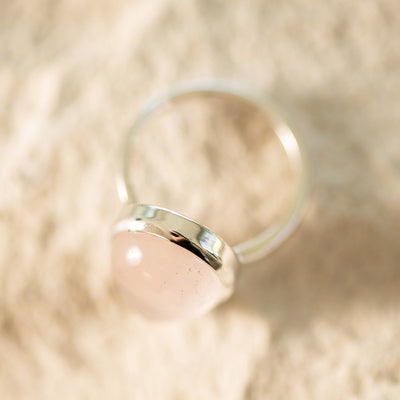 Rose Quartz Teardrop Ring