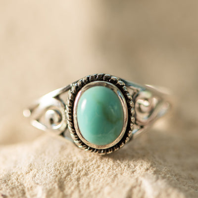 Bohemian Silver & Faux Turquoise Ring