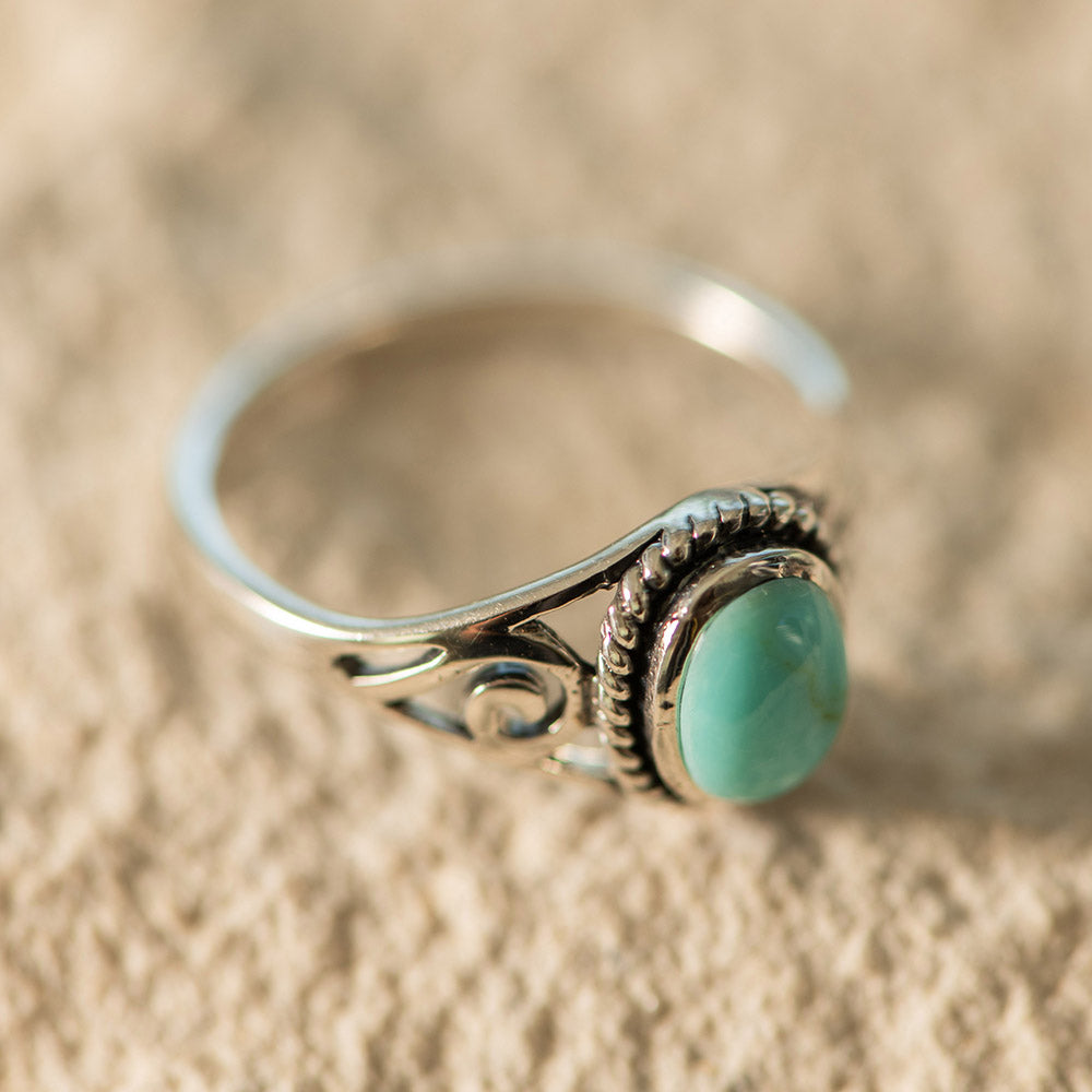 Bohemian Silver & Faux Turquoise Ring