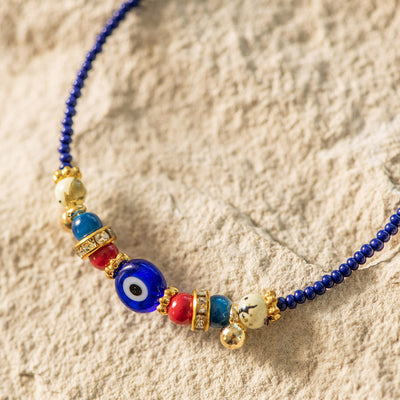 Evil Eye Bracelet with Blue Beads