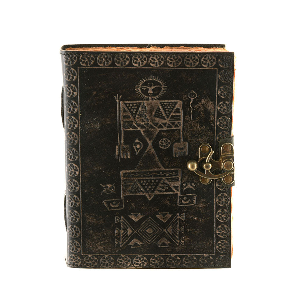 Leather Journal Ancient Pattern With Lock 20cm