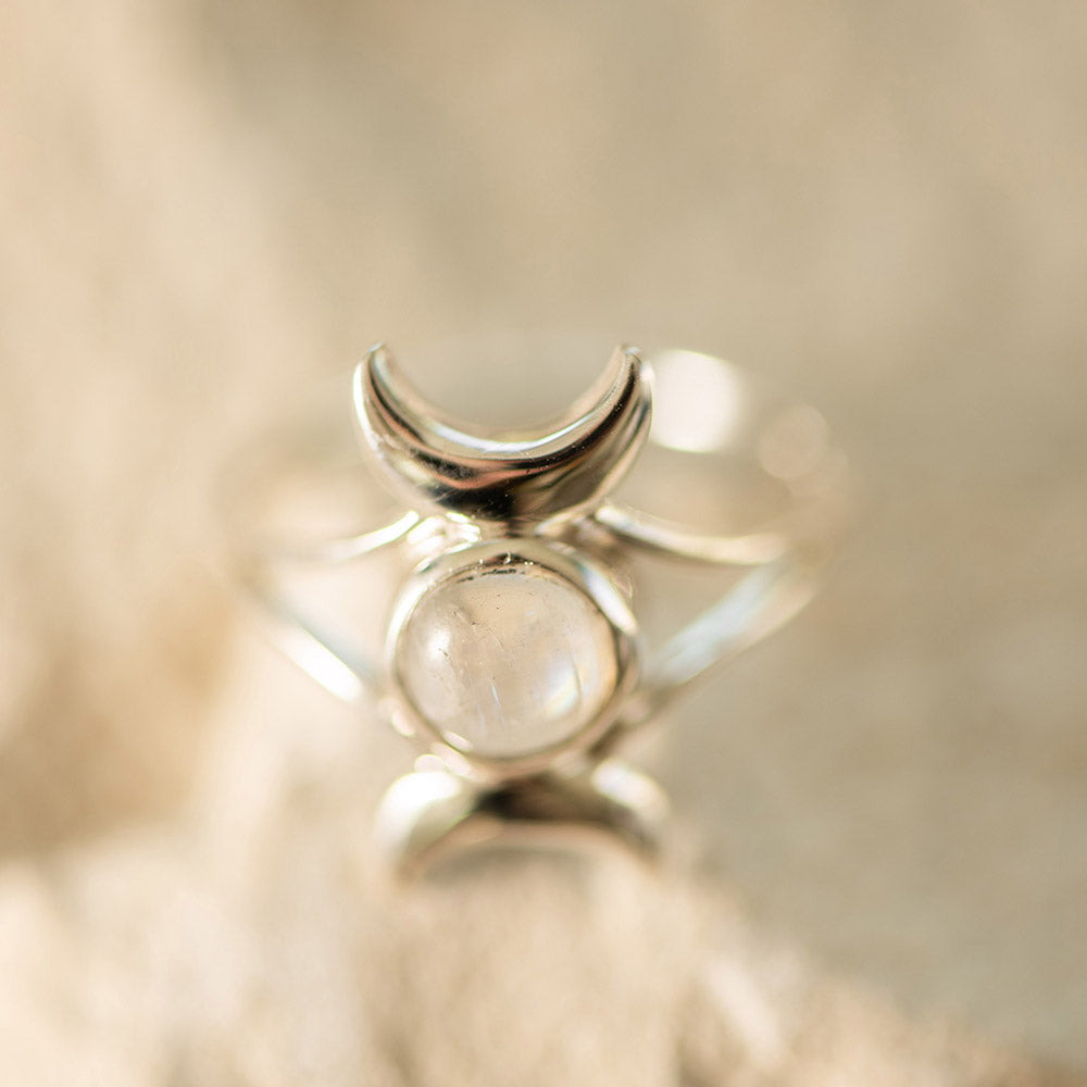 Triple Goddess Moonstone Ring