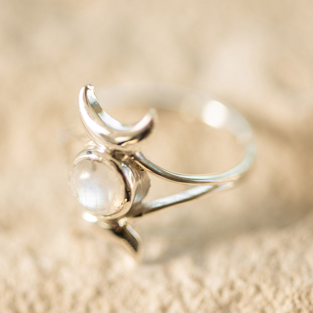 Triple Goddess Moonstone Ring