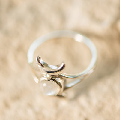 Triple Goddess Moonstone Ring