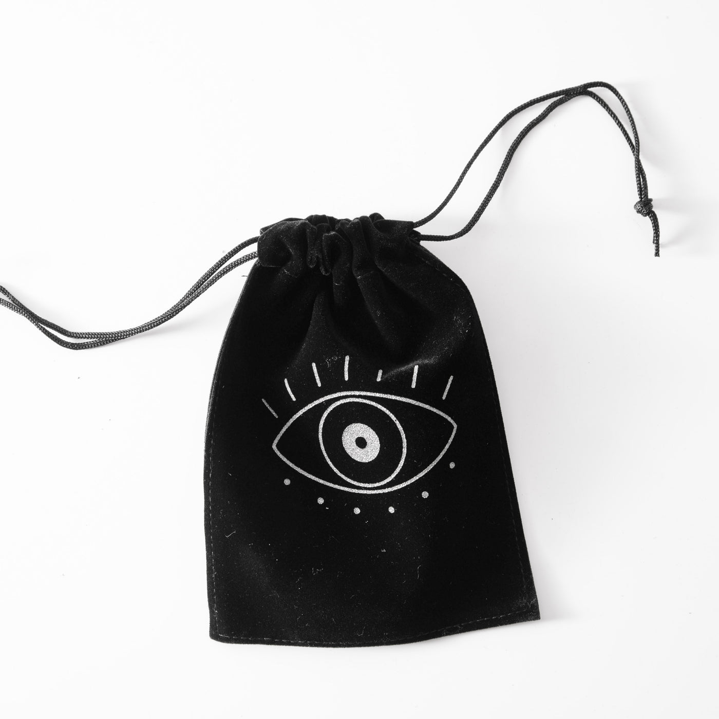 Velvet Tarot Bag Black & Silver Evil Eye