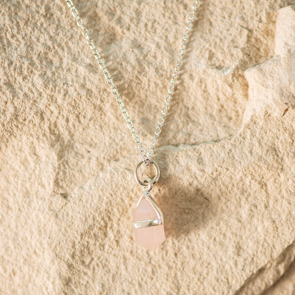 Double Point Rose Quartz Necklace