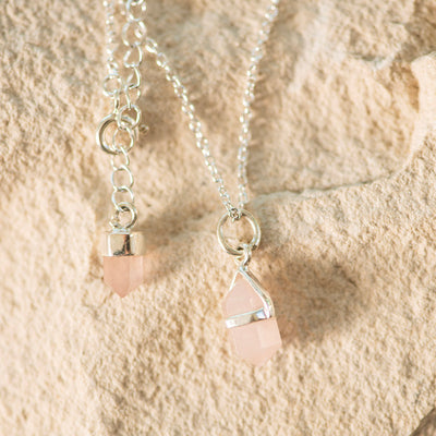 Double Point Rose Quartz Necklace