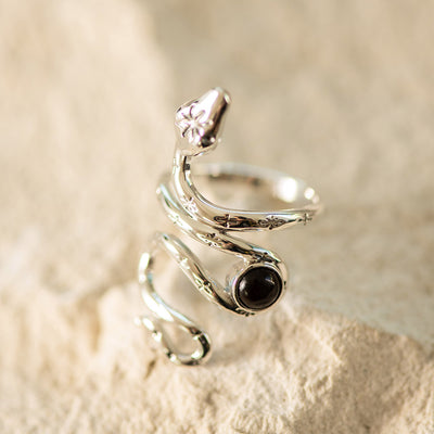 Snake Black Onyx Ring