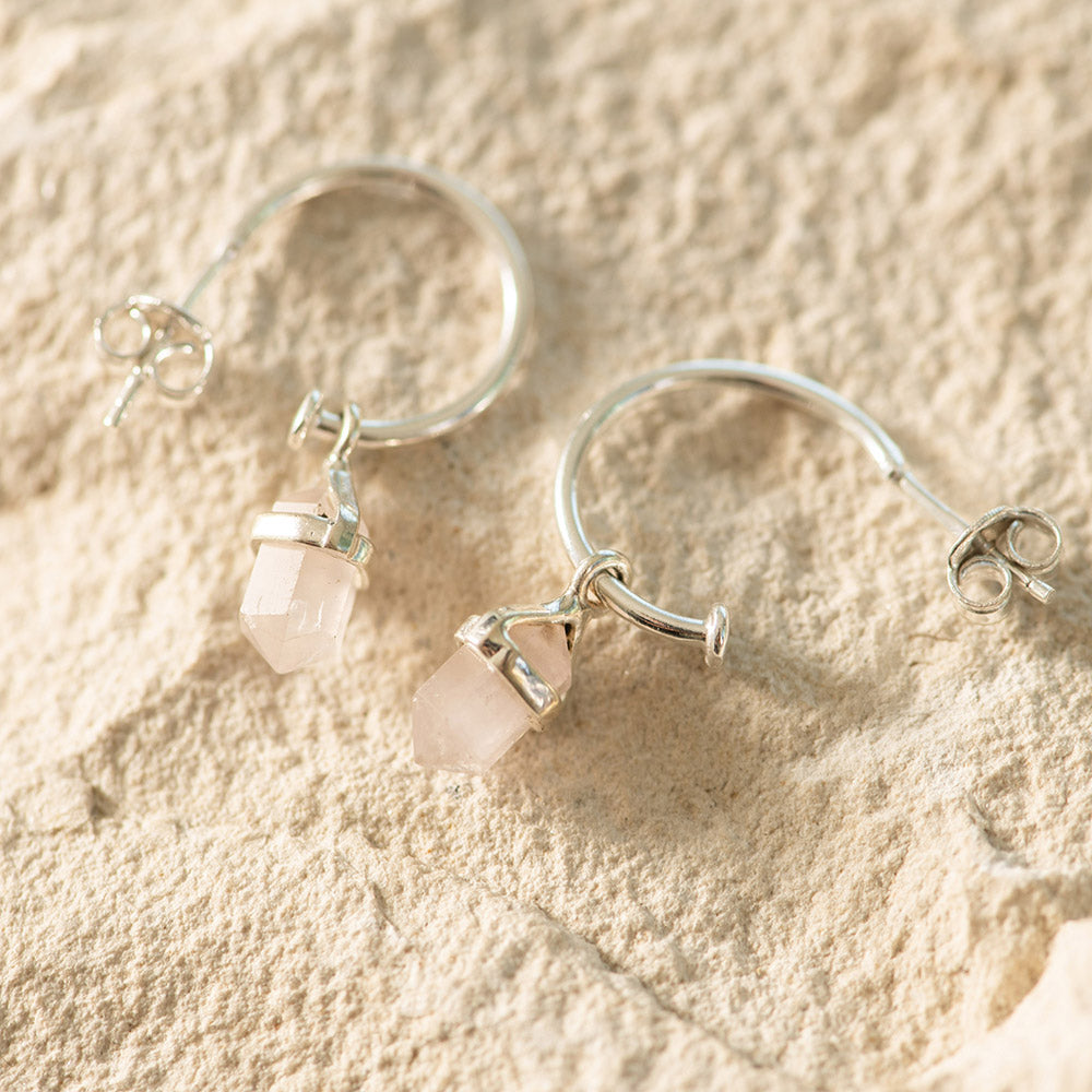 Double Point Rose Quartz Earrings