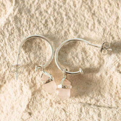 Double Point Rose Quartz Earrings