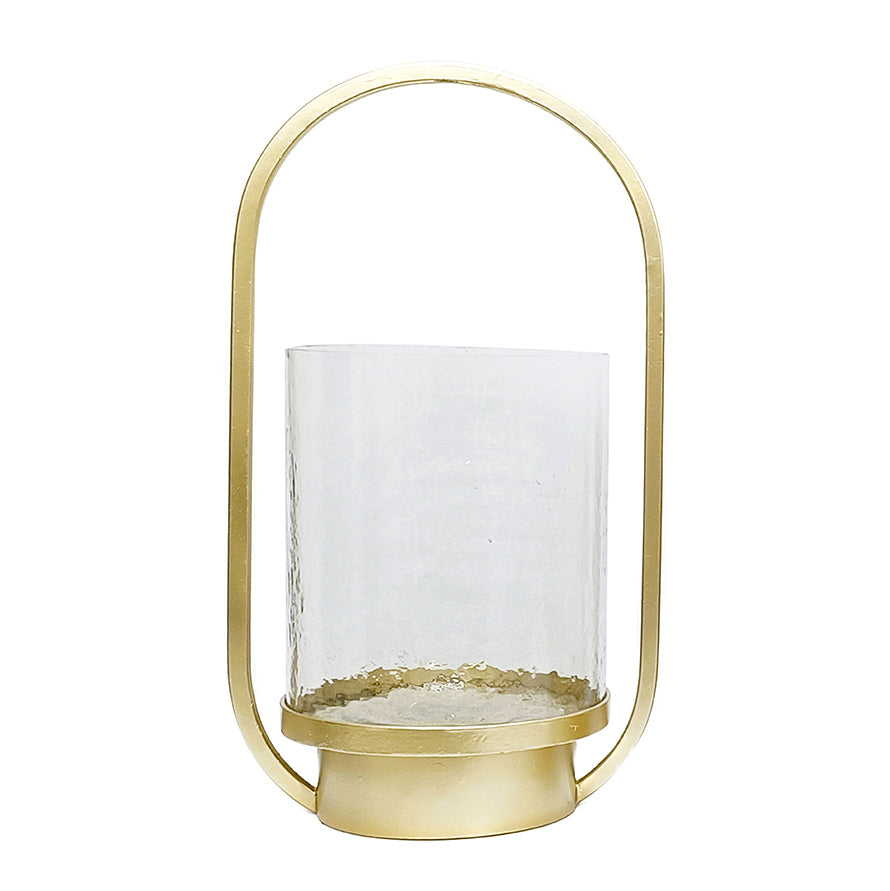 Candle Holder Metal & Glass Gold 51x27cm