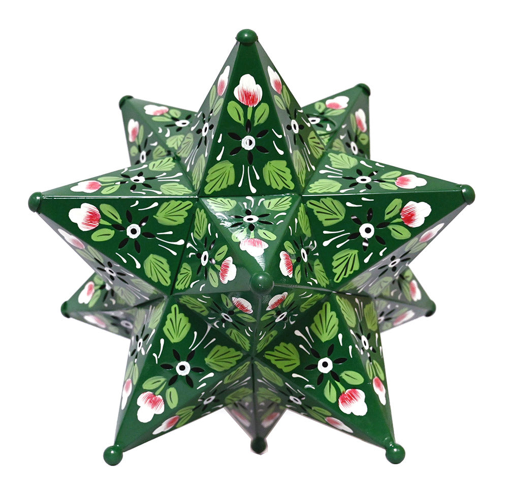 Candle Holder Metal Star Dark Green 21cm