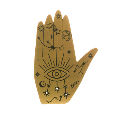 Wooden Hand with Brass Incense Holder