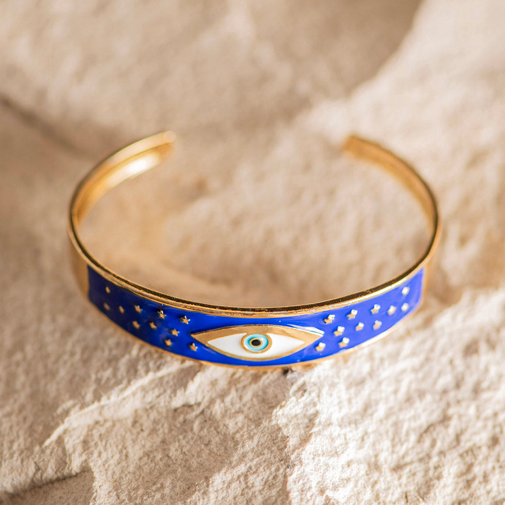 Bracelet Brass Bangle With Evil Eye Design