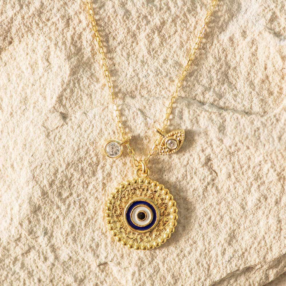 Necklace SS with Gold Coating with Evil Eye Charms