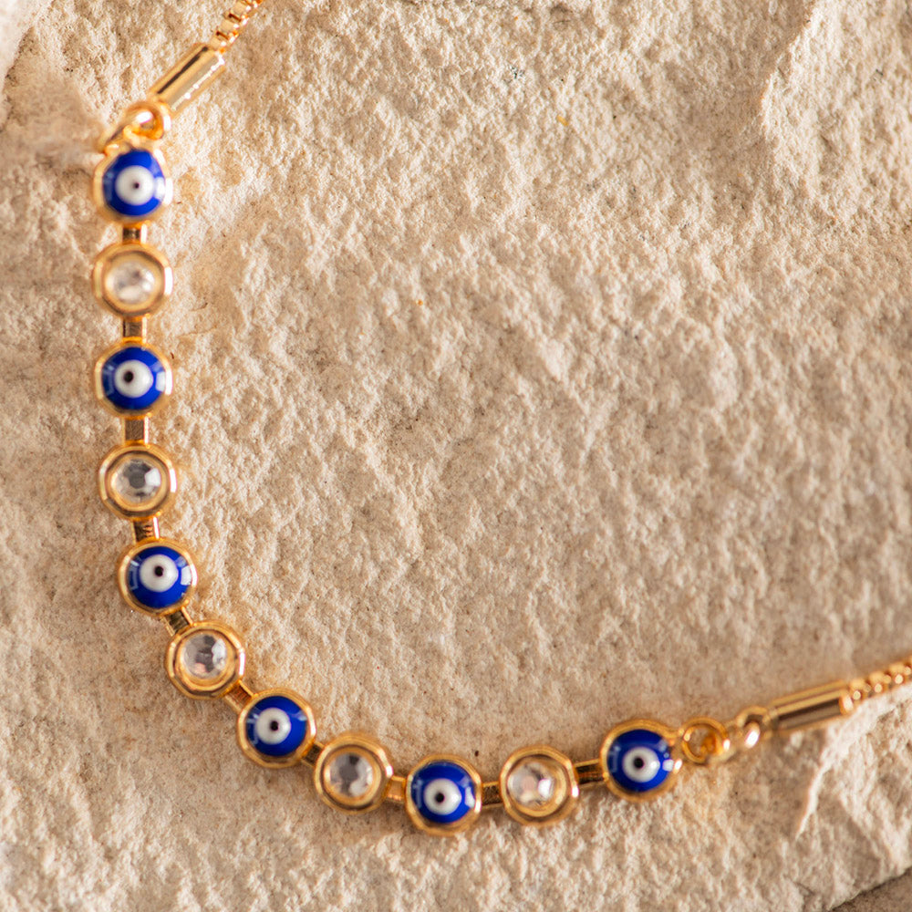 Bracelet Brass With Evil Eye Charm