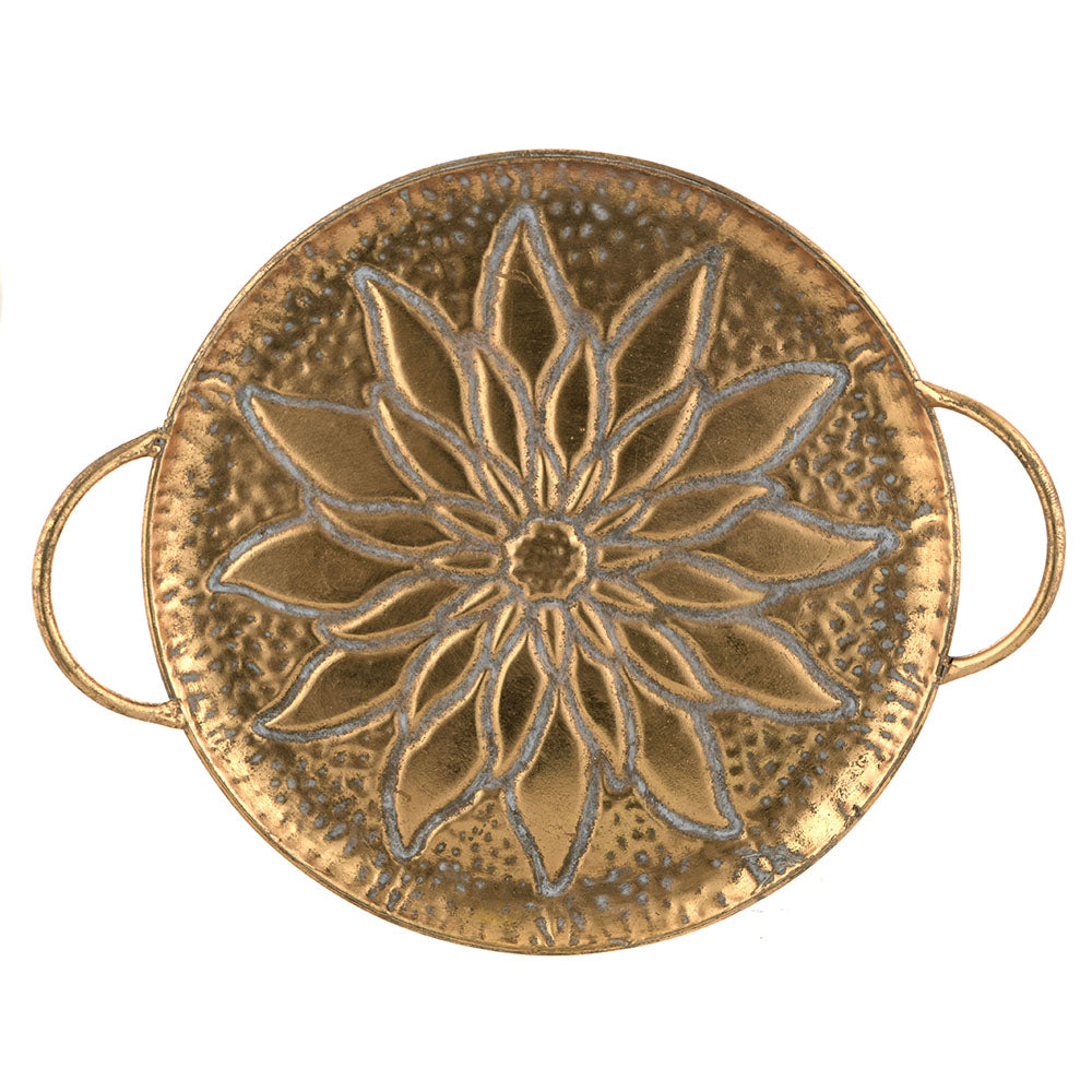 Flower Shape Tray  Antique Gold 42x34x7cm