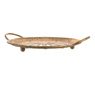 Flower Shape Tray  Antique Gold 42x34x7cm