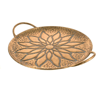 Flower Shape Tray  Antique Gold 42x34x7cm