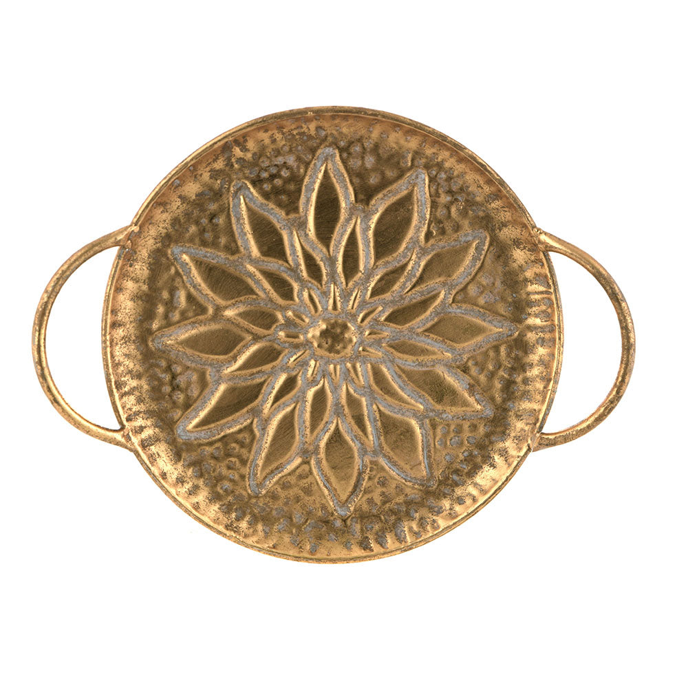 Flower Shape Tray Antique Gold 33.5x26.5x6cm