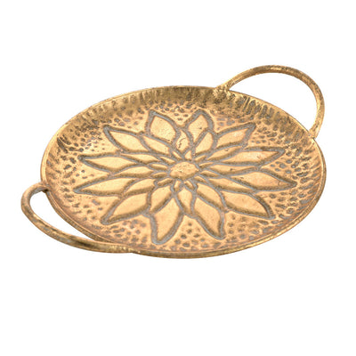 Flower Shape Tray Antique Gold 33.5x26.5x6cm