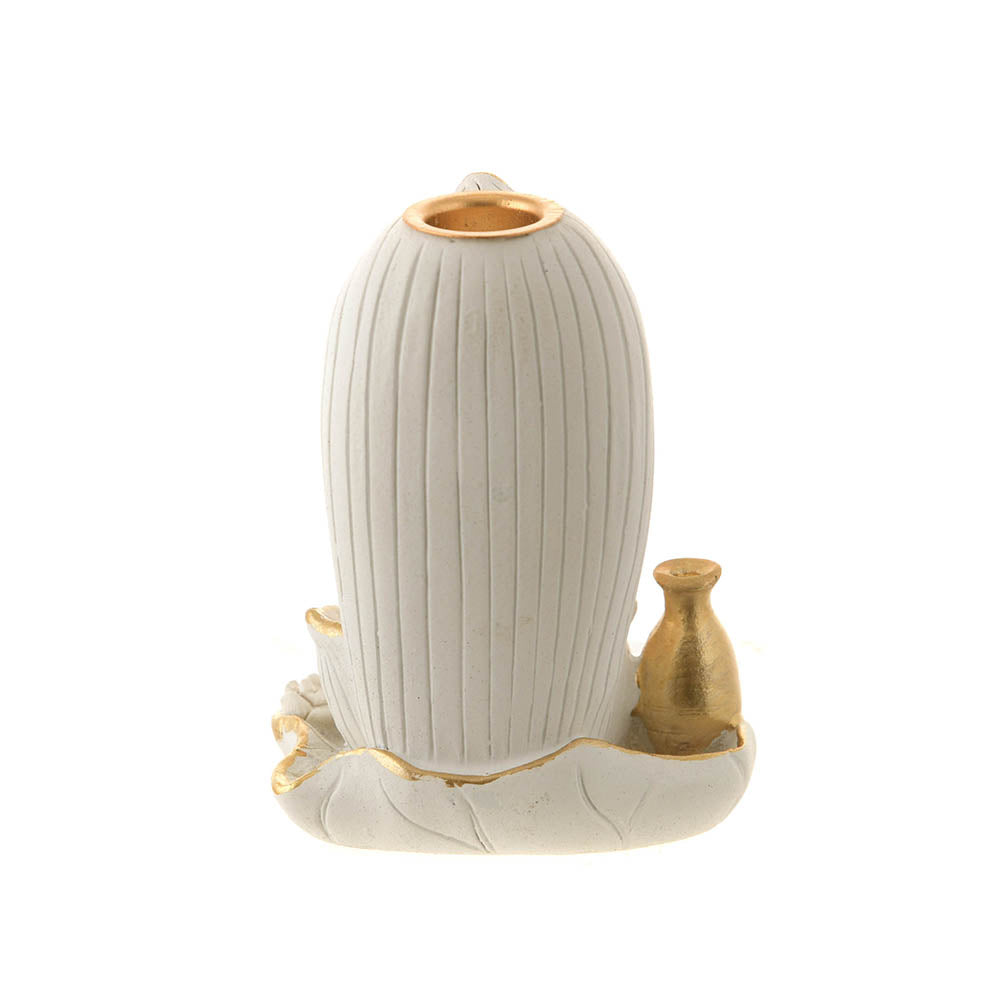 Backflow Incense Burner Monk Gold/White 10x7.5cm