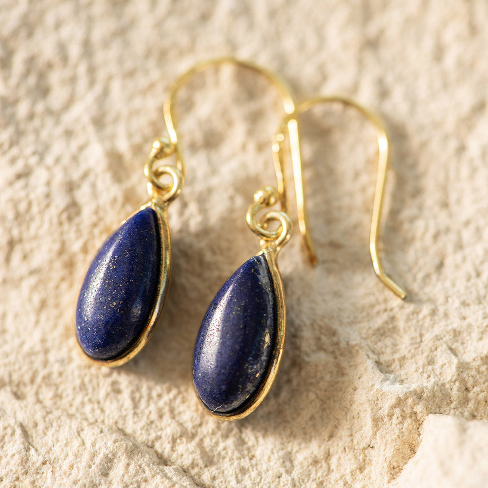 Lapis Lazuli Drop Earrings Gold