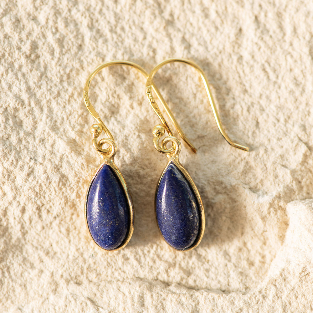 Lapis Lazuli Drop Earrings Gold