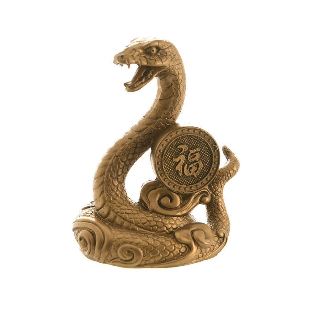 STATUE Snake Chinese Gold 7x13cm