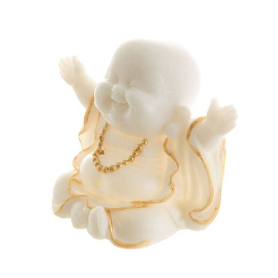 Monk Arms Up Statue White & Gold 9x7cm