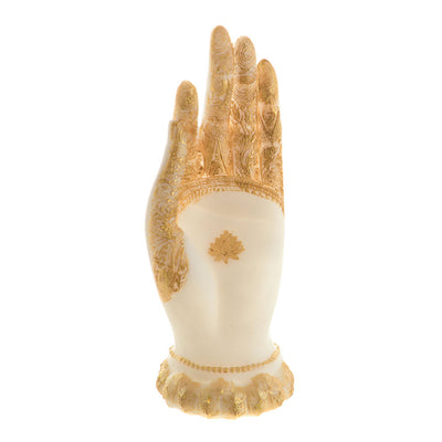 Buddha Hand Statue White & Gold 7x18cm