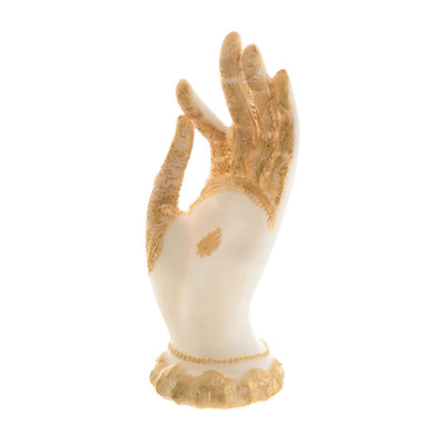 Buddha Hand Statue White & Gold 7x18cm