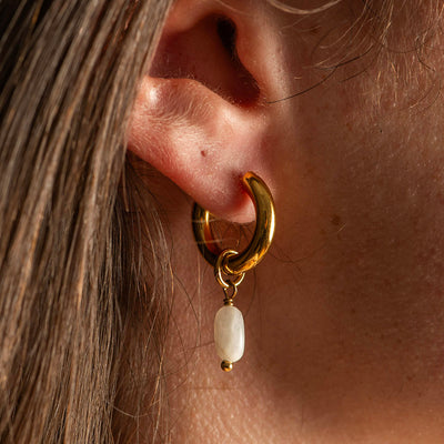 Hoops With Crystals Gold Coated Earrings