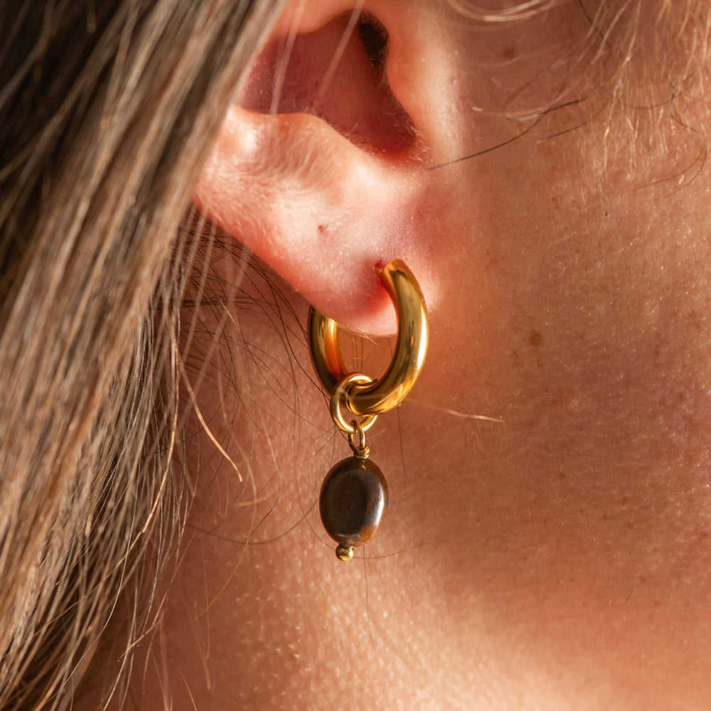 Hoops With Crystals Gold Coated Earrings