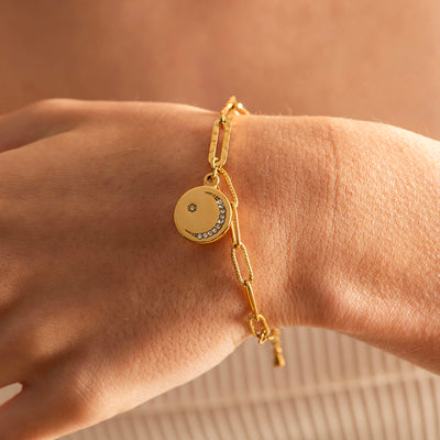 Cubic Zircona Moon Gold Plated Bracelet