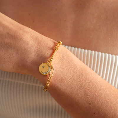 Cubic Zircona Moon Gold Plated Bracelet