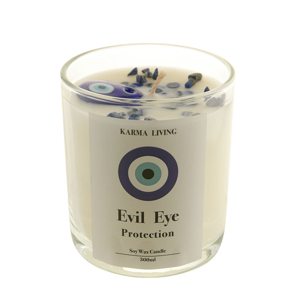 Crystal Infused Soy Candle Evil Eye