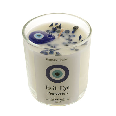 Crystal Infused Soy Candle Evil Eye