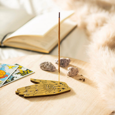 Wooden Hand with Brass Incense Holder