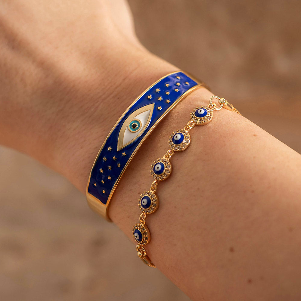 Bracelet Brass Bangle With Evil Eye Design