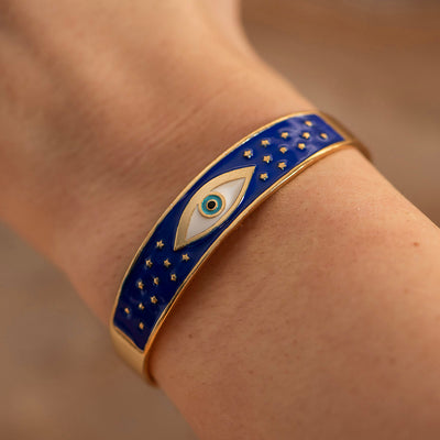 Bracelet Brass Bangle With Evil Eye Design