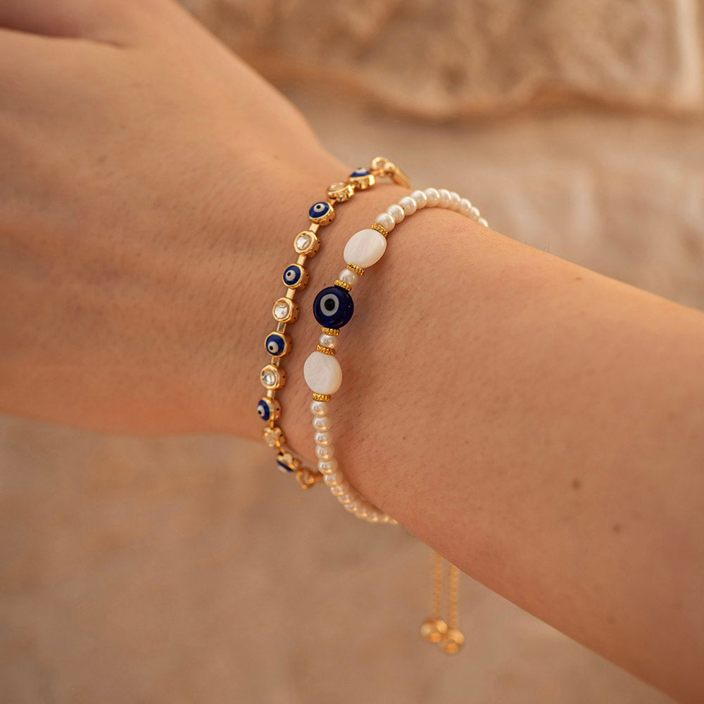 Bracelet Brass With Evil Eye Charm