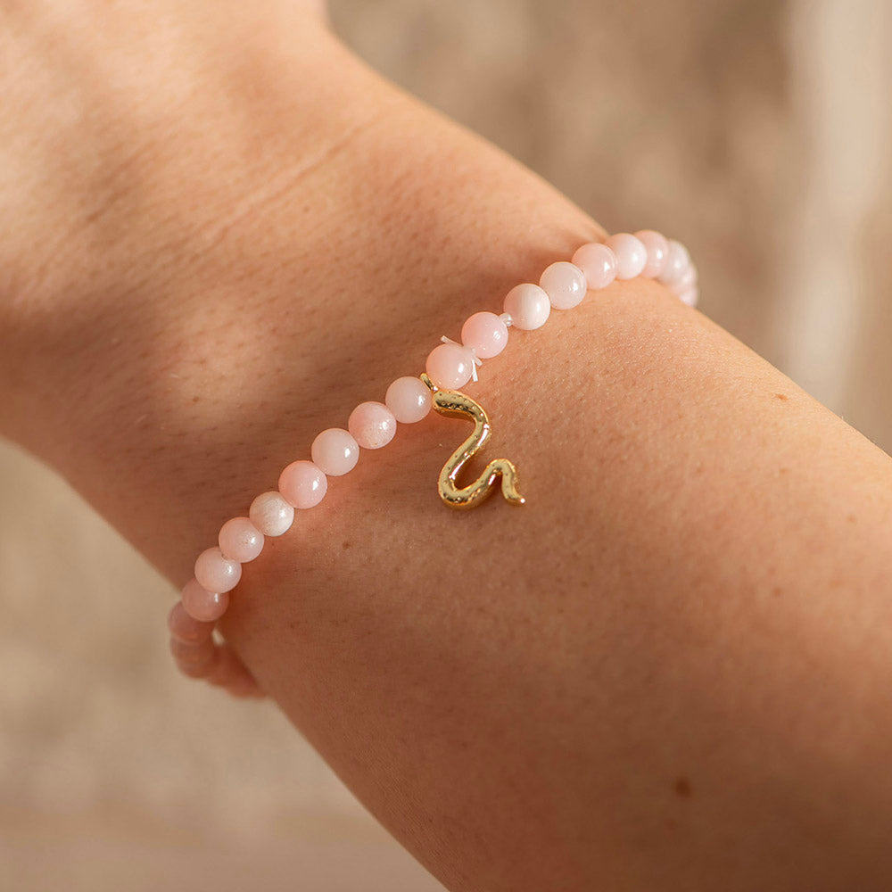 Bracelet Opal With Gold Snake Charm