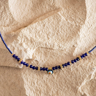 Evil Eye Necklace with Blue Beads