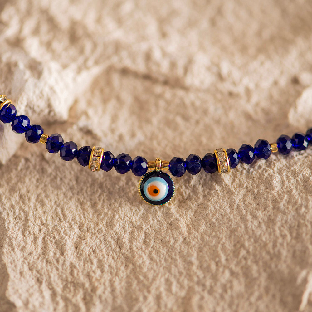 Evil Eye Necklace with Blue Beads