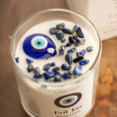 Crystal Infused Soy Candle Evil Eye