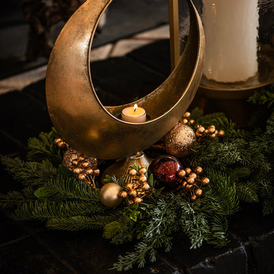 Metal Candle Holder Crescent Moon Gold 36cm