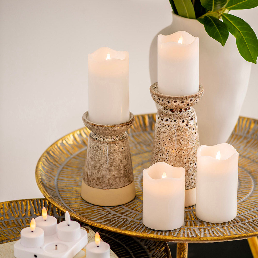 Ceramic Candle Holder Cream 10x21cm