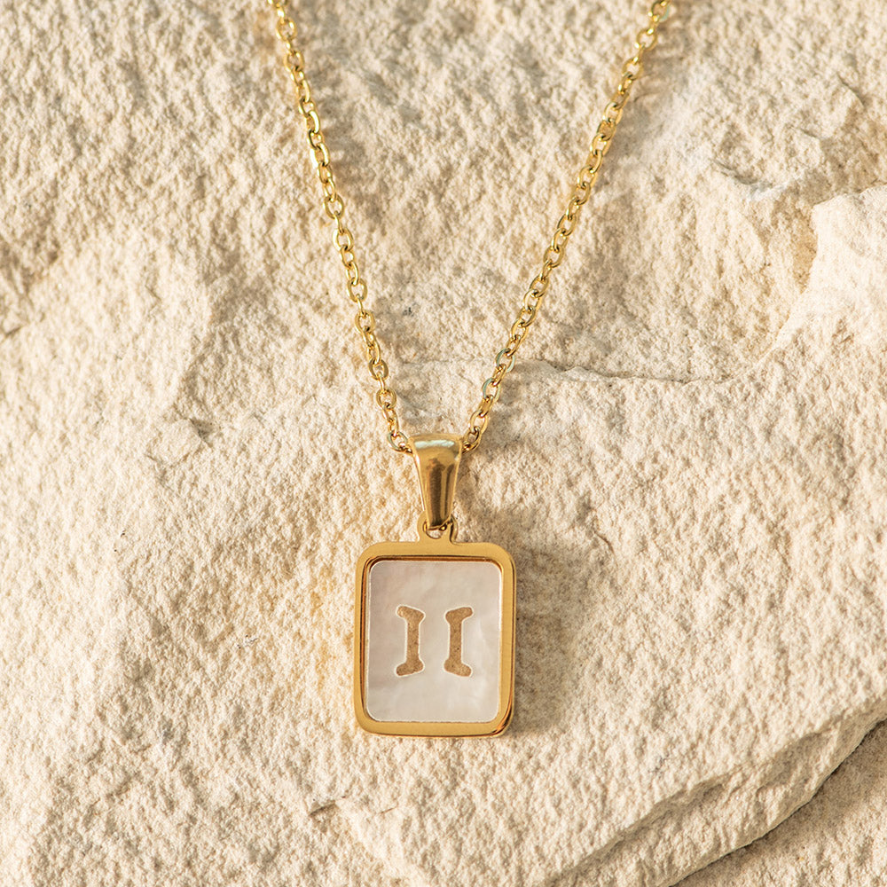 Zodiac Gold Plated Necklace with Shell Inlay